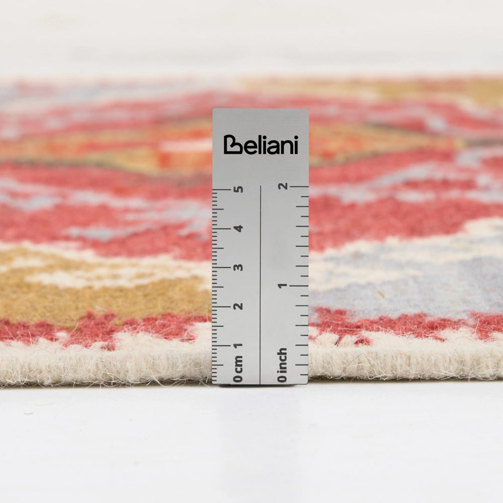 Tappeto Kilim multicolore in lana e cotone 160 x 230 cm Fatto a mano con motivo Boho e frange