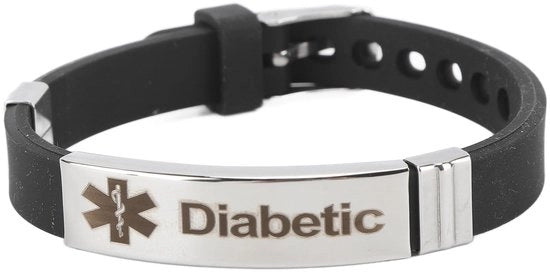 Bracciale di Allarme per Diabete - Design Stilistico - Cinturino di Silicone Adattabile - Collare di Emergenza Gioiello - Priorità per la Salute - Leggero e Comodo - Bracciale di Emergenza