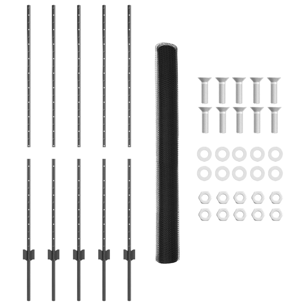 Pali per Recinzione  10 pz Canale U Grigio 140 cm Acciaio