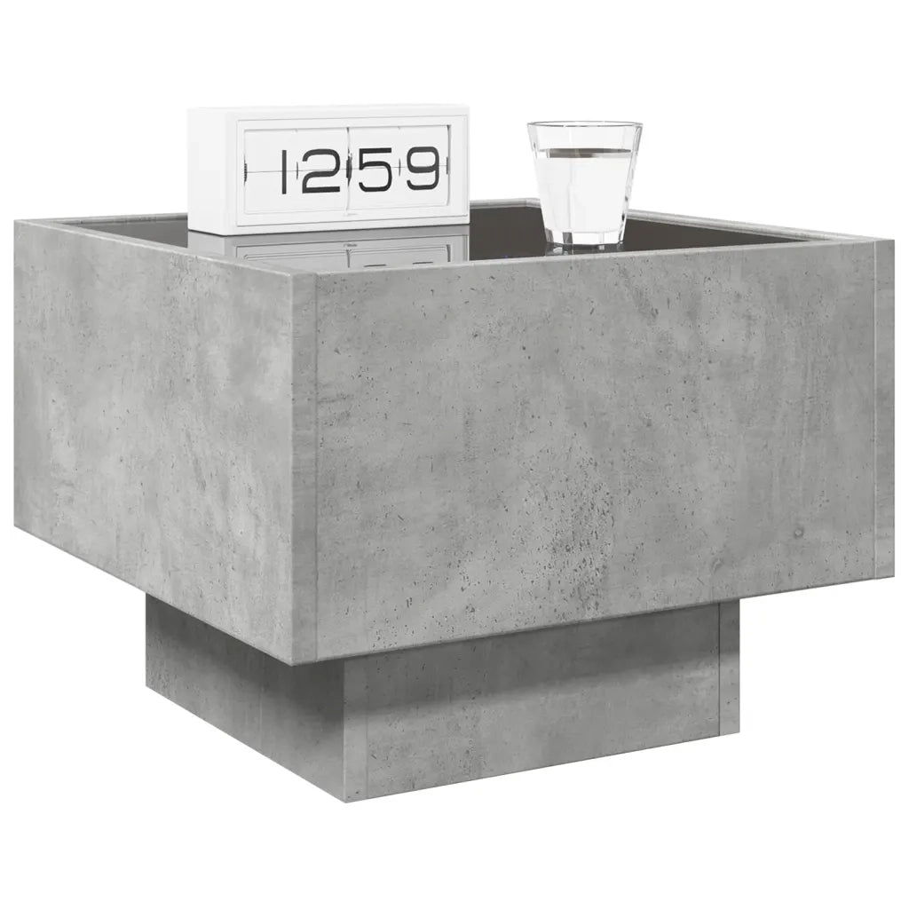 Comodino | Armadio da Notte | Mobiletto da notte con LED Infinity Grigio Cemento 40x40x30 cm