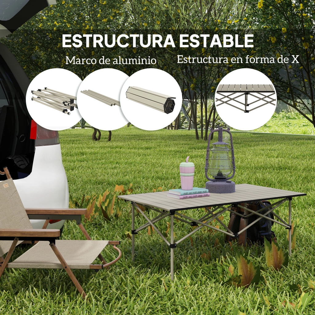 Tavolo pieghevole da esterno con piano avvolgibile ¨C zephmum ¨C caqui 95x55x50cm