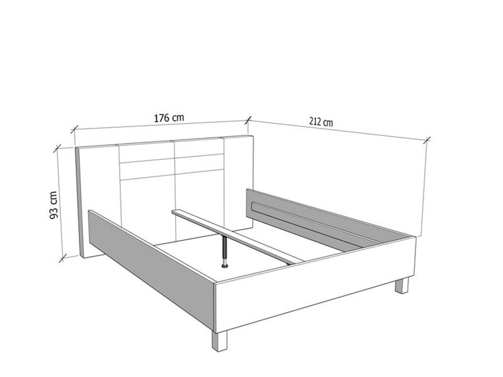 Letto Matrimoniale Maida, Letto Matrimoniale Testiera Imbottita, Marrone Rovere Grigio