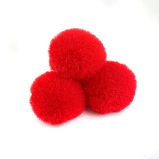 Decorazioni per Feste - 10 pezzi - 6 cm - Pomponi in pelliccia sintetica elastica - Rood - Ideali per decorazioni natalizie - Adatti a bambini.