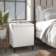 Comodino con Gambe in Metallo-Tavolino da notte Bianco 40x30x50 cm 601931