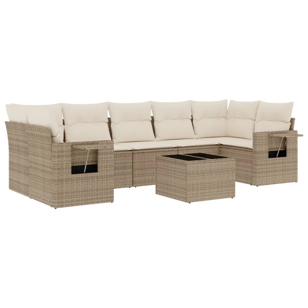 Set Divano da Giardino 8 pz con Cuscini Beige in Polyrattan 3219937