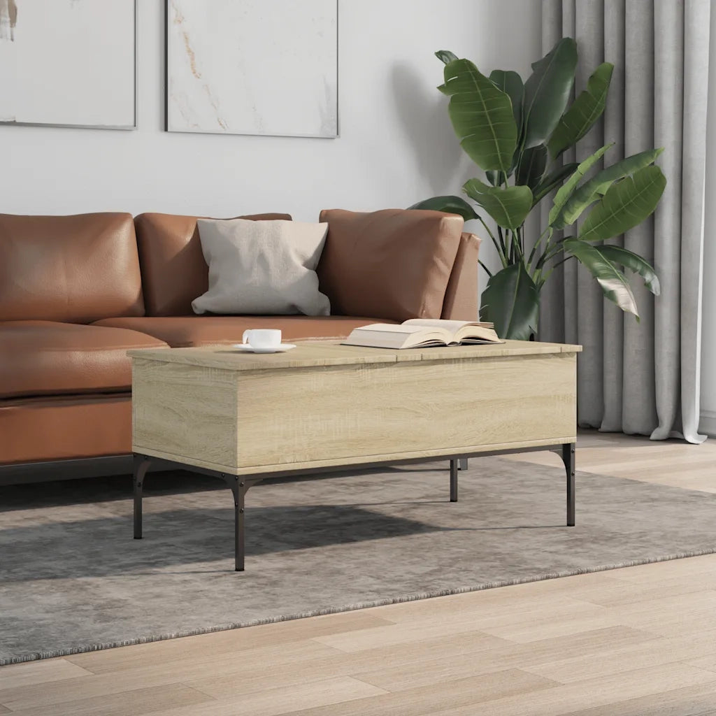 Tavolino da salotto | Tavolino da caff¨¨ | Tavolino da Soggiorno Rovere Sonoma 100x50x45 cm Legno Multistrato e Metallo