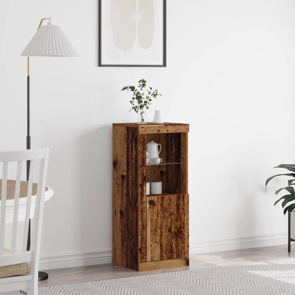 Sideboard  con luci LED in legno antico 41x37x100 cm