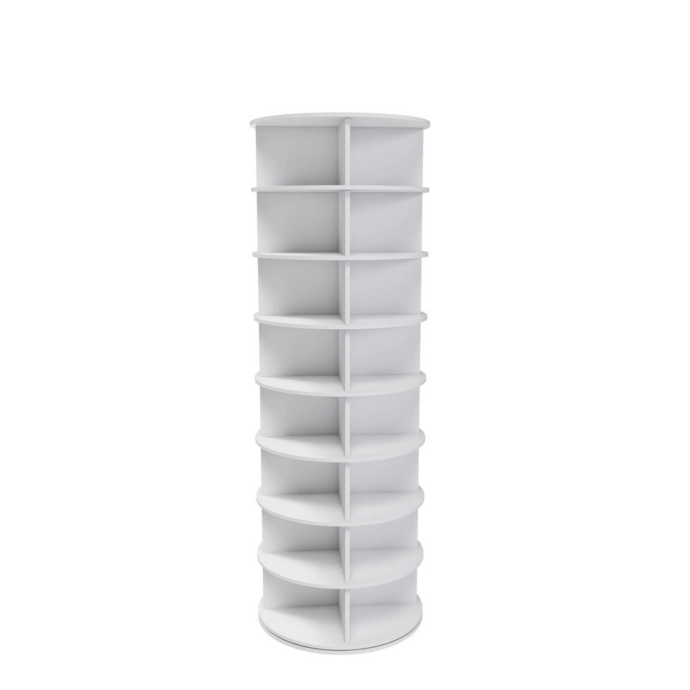 Scarpiera Girevole a Torre 8 Ripiani 32 Paia ¨C Xylo ¨C Bianco, 360¡ã