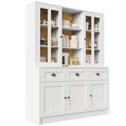 Vetrina alta da cucina con ripiani regolabili e ante in acrilico con sistema antiribaltamento; in MDF; Bianco; 140x38.5x175 cm