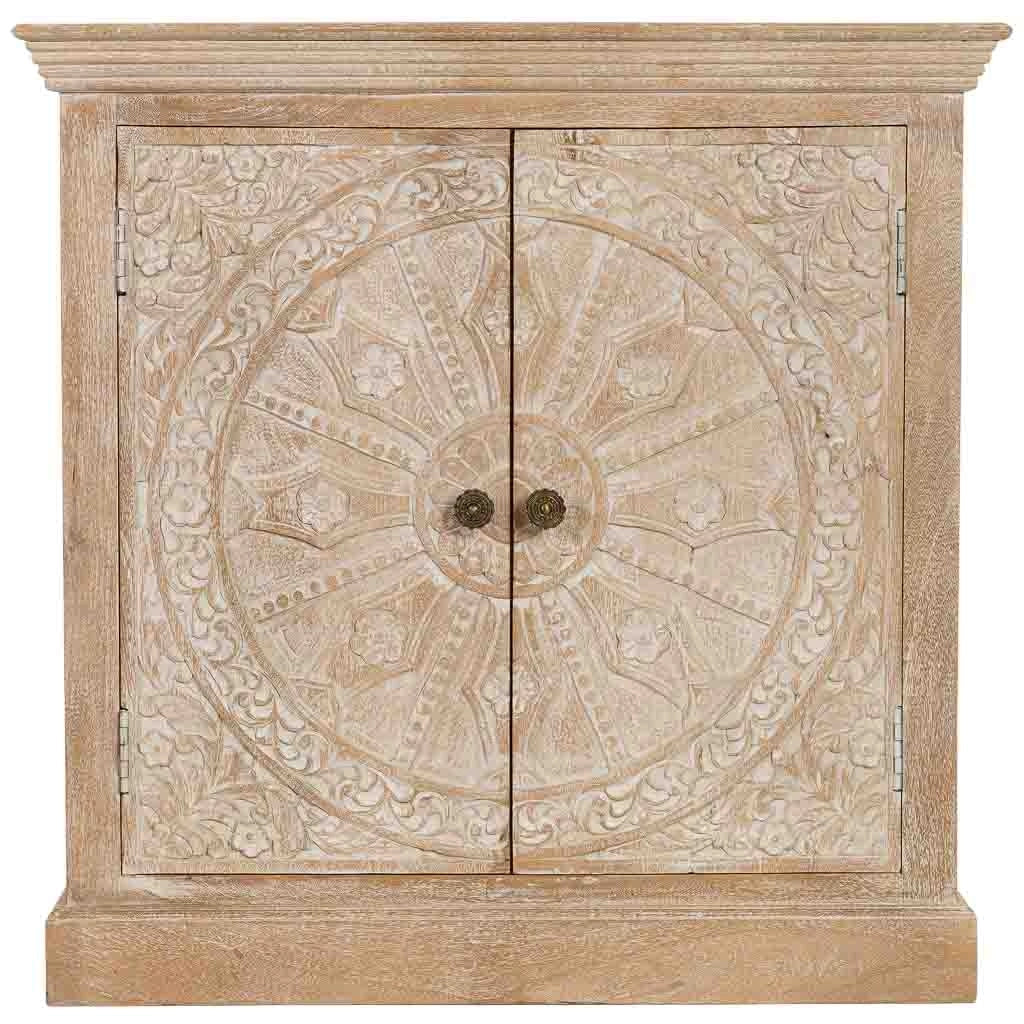 Mobile da ingresso artigianale in legno a 2 ante 90x40x90h cm