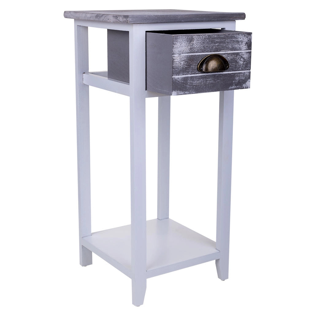 Comodino in legno bianco 30x30x63