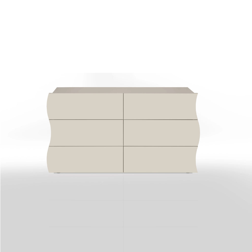 Cassettiera 6 Cassetti Onda 155,1x40x81,8 cm Finitura in Melamina Cachemire