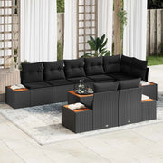 Set Divano da Giardino con cuscino 8 pcs Nero Polyrattan 3356783