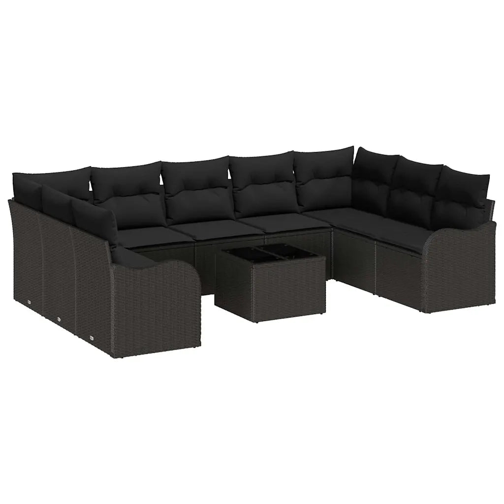 Set Divano da Giardino Nero polyrattan
