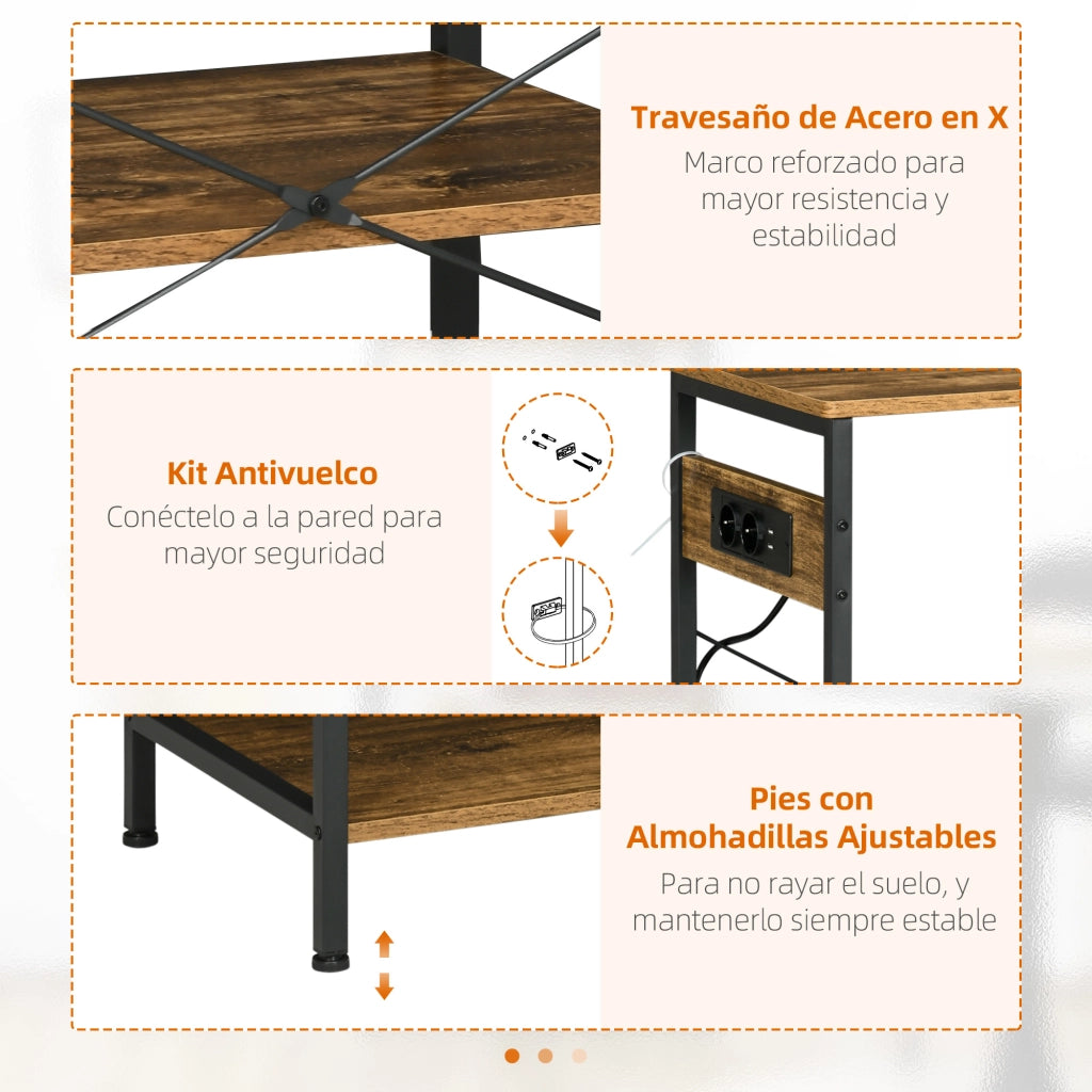 Libreria da Cucina con Presa Elettrica ¨C zephmum ¨C 90x40x83 cm Marrone