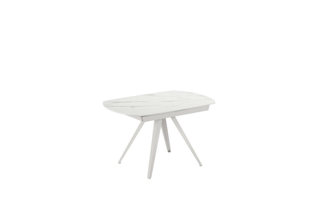 Tavolo Allungabile Kyoto 120 90x120/180x75 cm Top in Ceramica Gambe in Metallo Marmo Calacatta Bianco