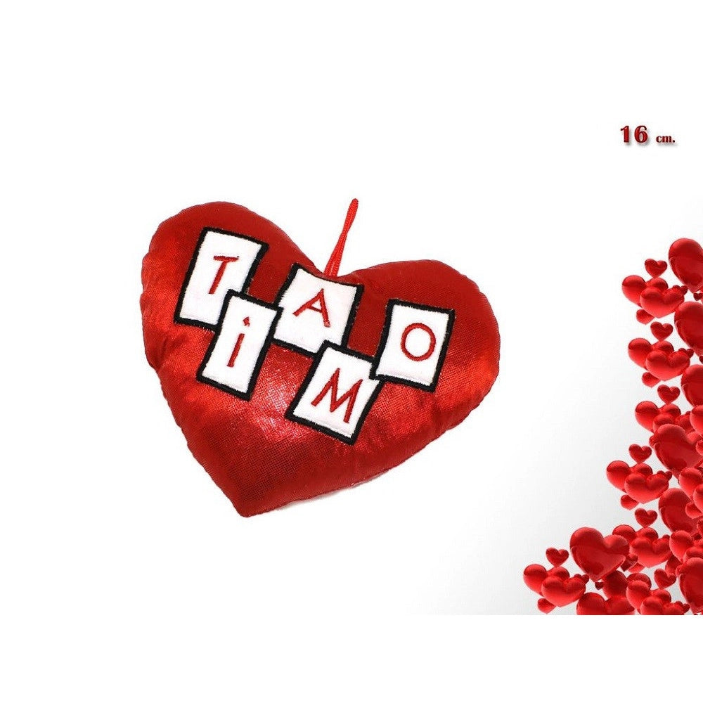 Trade Shop - Cuore In Peluche Rosso Con Scritta Ti Amo 16 Cm Idea Regalo San Valentino 86998 -