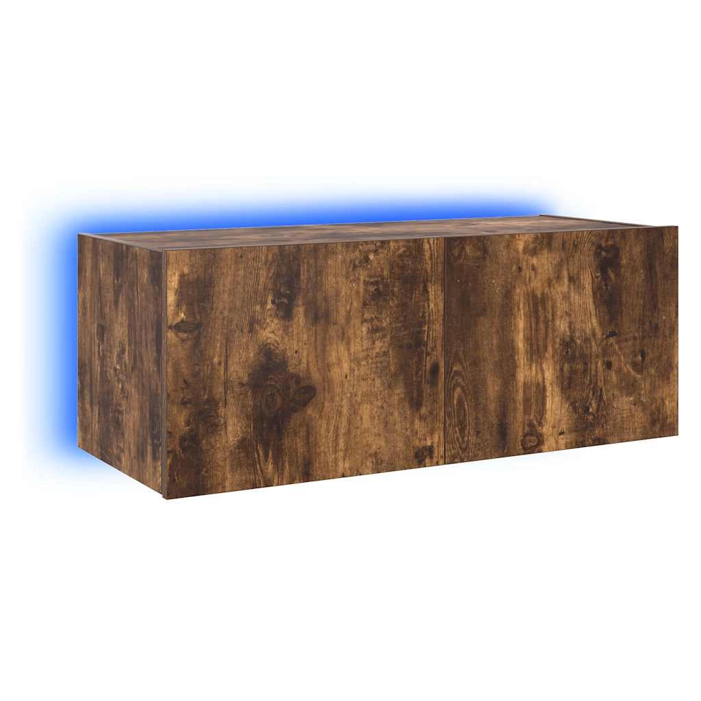 Mobile TV a Parete con Luci LED Rovere Fumo 80x35x31 cmcod mxl 86202