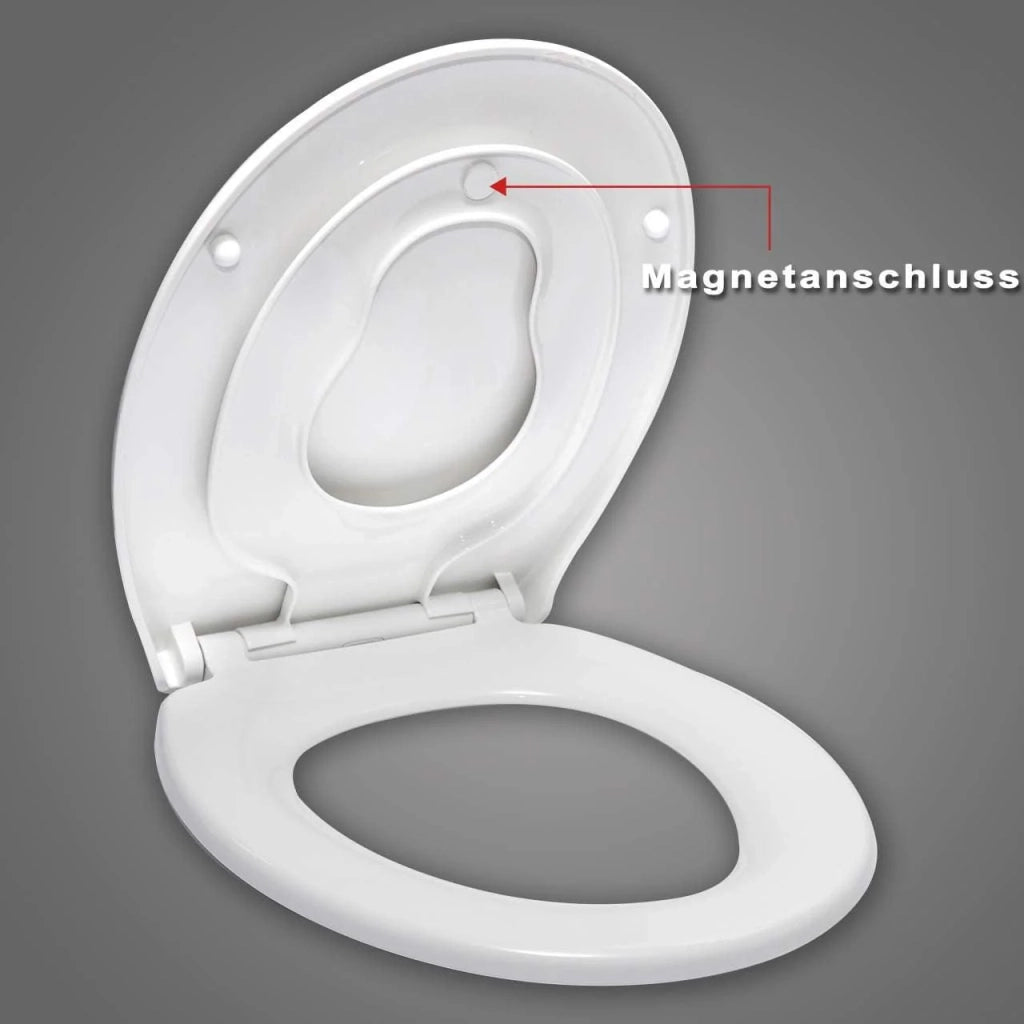 Sedile WC per famiglie con seggiolino per bambini sedile WC in plastica con chiusura automatica bianco 19_0000682