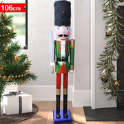 Trade Shop - Soldato Schiaccianoci Di Natale In Legno Altezza 106cm Decorazioni Natalizie -