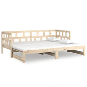 Letto singolo | Letto per adulti | Dormeuse Estraibile in Legno Massello di Pino 2x(80x200) cm