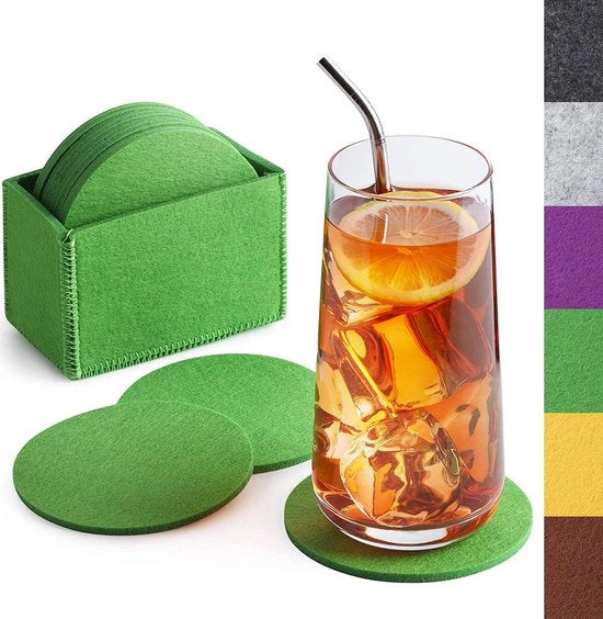 Set di sottopiani in velluto per bicchieri - con scatola - sottopiani in velluto per bicchieri in verde per bevande, tazze, bar, bicchieri - sottopiani in velluto premium per tavolo