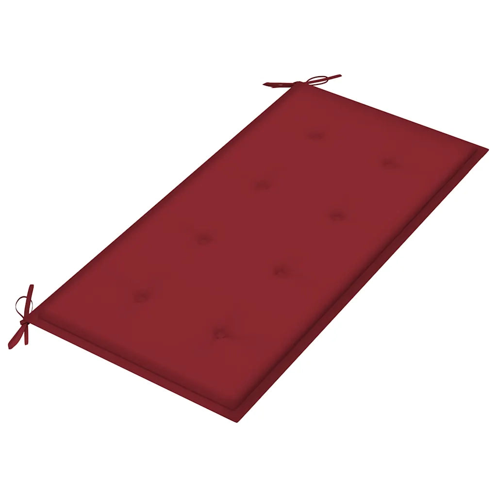 Panchina da Giardino | Panca da Giardino con Cuscino Rosso Vino 112 cm Legno di Teak