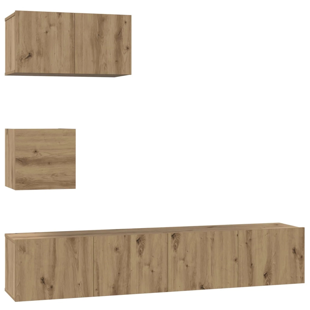 Set mobile TV 3 pz | Armadietto TV | Mobile Porta TV Rovere artigianale Legno multistrato