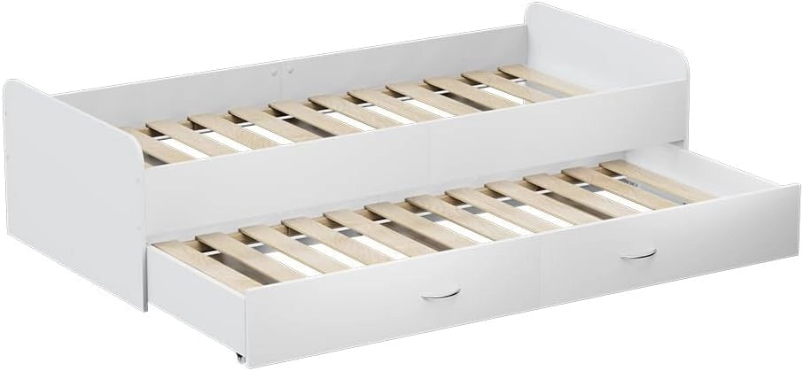 Oskar Store Letto per bambini Jaspar, Bianco, 204 x 94 cm con rete a doghe, senza materasso
