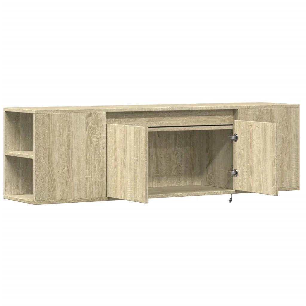 Mobile TV multimediale mensola TV credenza mobile TV sala da pranzo soggiorno parete attrezzata per camera da letto con luci LED rovere Sonoma 135 x 31 x 39,5 cm marrone 02_0028008