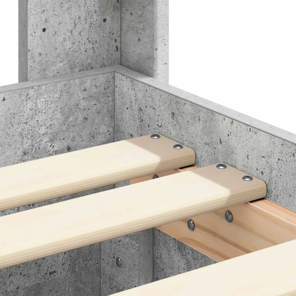Struttura del letto con stoccaggio e testata Grigio Cemento 3413986