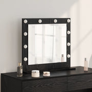 Specchio da toeletta con luci a LED Rovere Nero 60x55x18 cm
