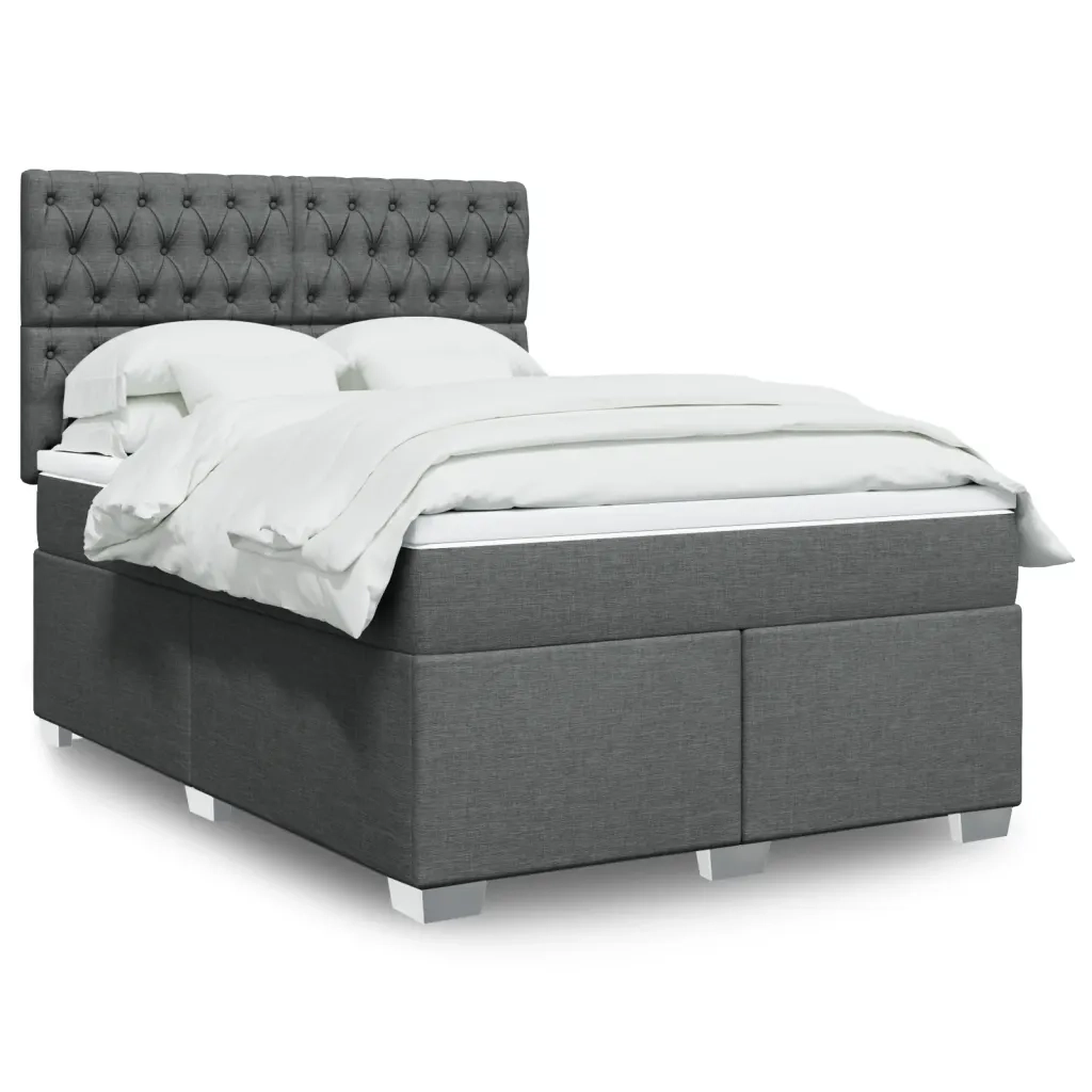 Giroletto a Molle con Materasso Grigio Scuro 160x200 cm Tessuto 3290547