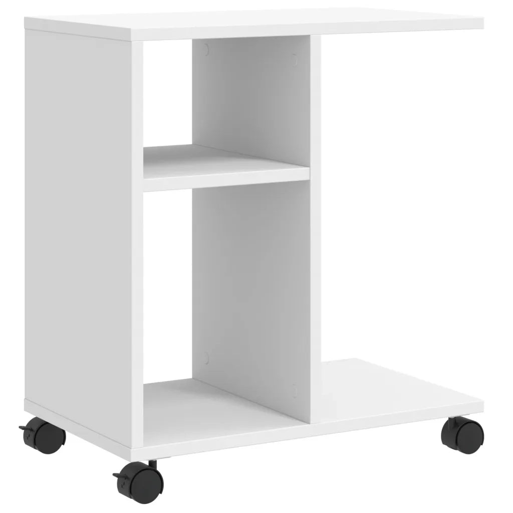 Tavolino | Tavolo laterale con Ruote Bianco 50x30x55 cm in Legno Multistrato