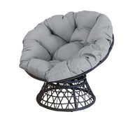 Poltrona da giardino in resina intrecciata nera con cuscino grigio – 96x85x80 cm – Eleganza e comfort