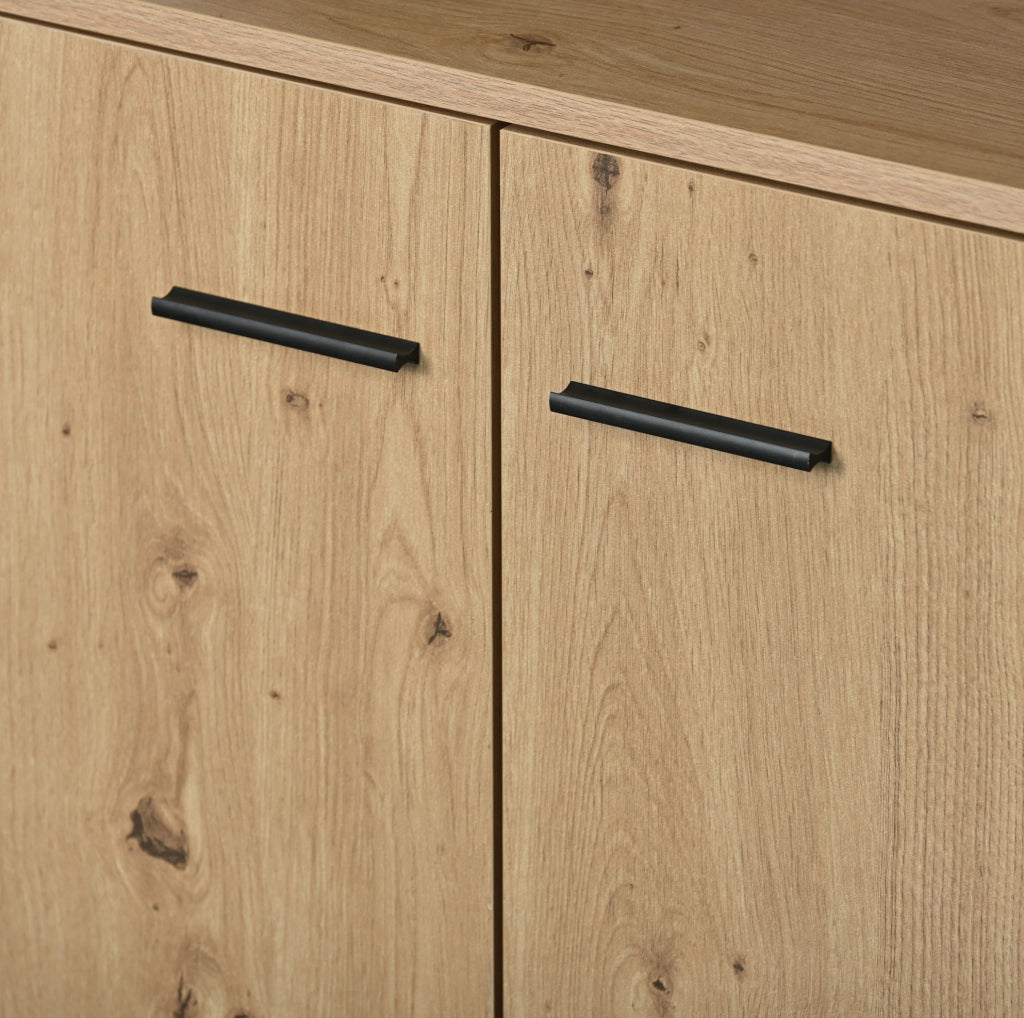 Credenza sideboard con 3 ante e 3 cassetti 150x35x75;9 cm in truciolare nero e marrone