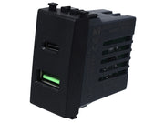 Serie Social Presa USB A + USB Type C5V A+C 3.1A 90-240V nero Compatibile con Vimar Arke'