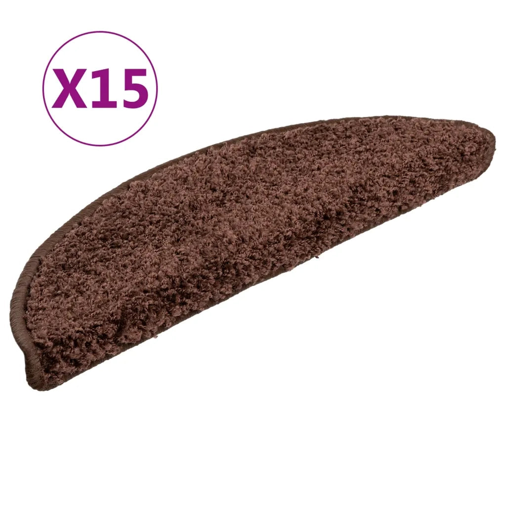 Tappetini per scale 15 pz 56x17x3 cm Marrone Semicircolari 133895