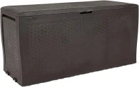 Baule da Giardino Samoa, 270L, Effetto Rattan, Marrone, 116,4x44,7x57H cm