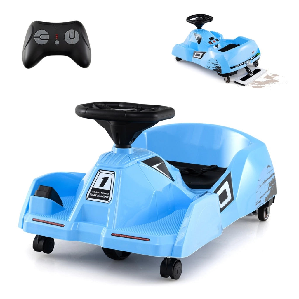 Go kart elettrico per pulizia macchina da corsa 12V con mop staccabile, Go kart elettrico telecomando a 3 velocit¨¤ Blu-Go Kart