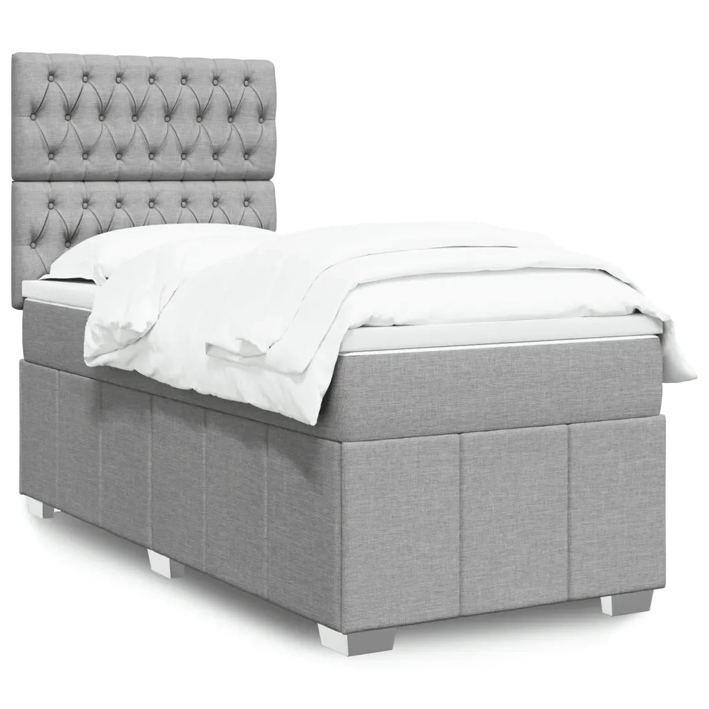 vidaXL Giroletto a Molle con Materasso Grigio Chiaro 90x190 cm Tessuto