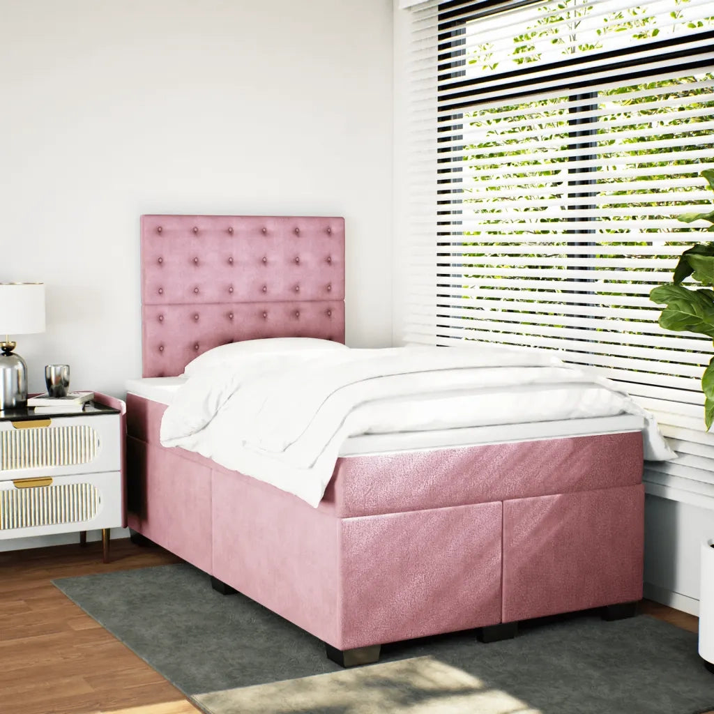 Giroletto a Molle con Materasso Rosa 120x200 cm in Velluto