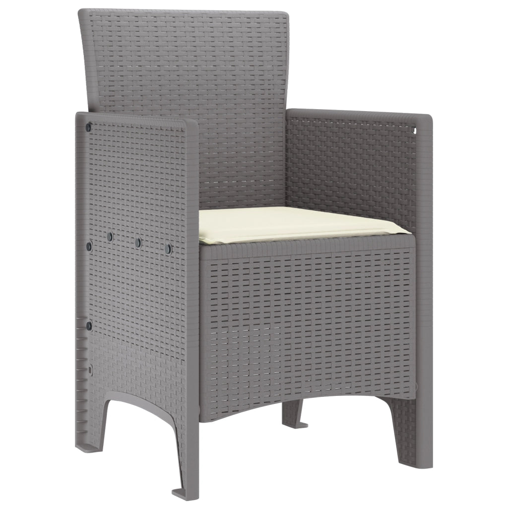 Sedie da Giardino con Cuscini Set di 4 Grigio Chiaro Polyrattan