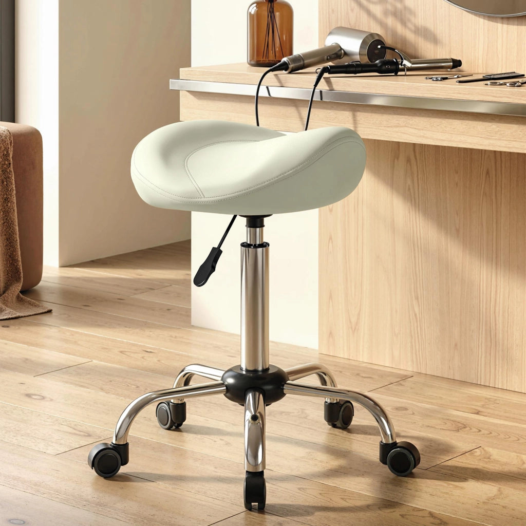 Sgabello girevole regolabile in altezza ¨C Xylo ¨C Similpelle crema per spa, massaggi e tattoo