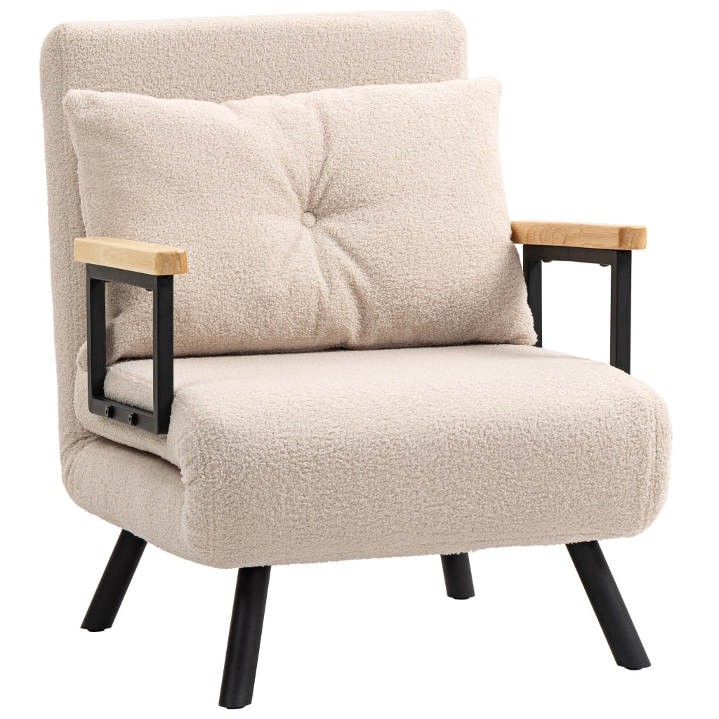 Divano Letto Singolo Pieghevole ¨C Zephmum ¨C Beige 63x73x81 cm con Cuscino