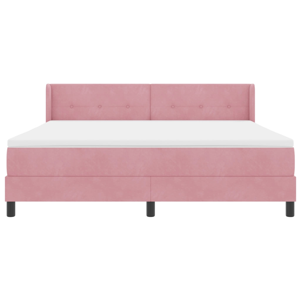 Letto a Molle con Materasso Rosa 180x200 cm Velluto