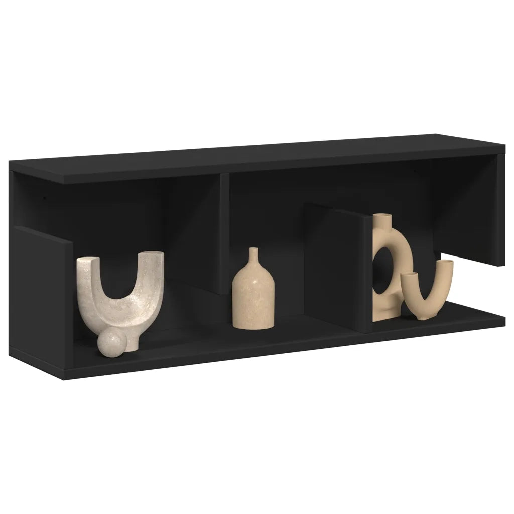 vidaXL Mobile a Parete 80x20x30 cm Nero in Legno Multistrato