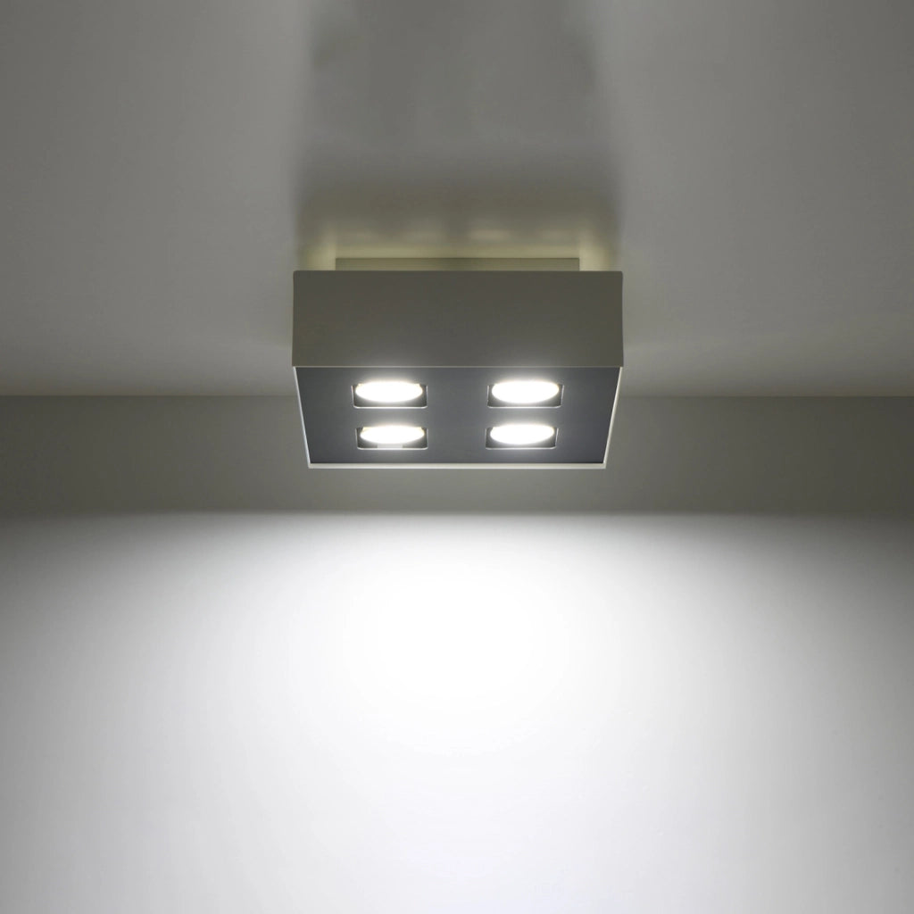 Plafoniera UNIKO 4 luci bianca/nera GU10 Pure Lume quadrata