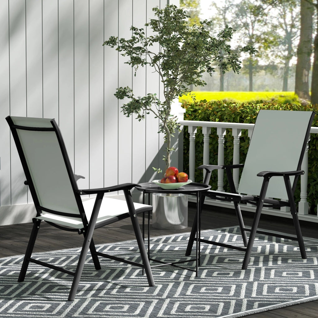 Tavolino da Giardino Pieghevole con Vassoio Rimovibile Ø46x50 cm in Acciaio Nero