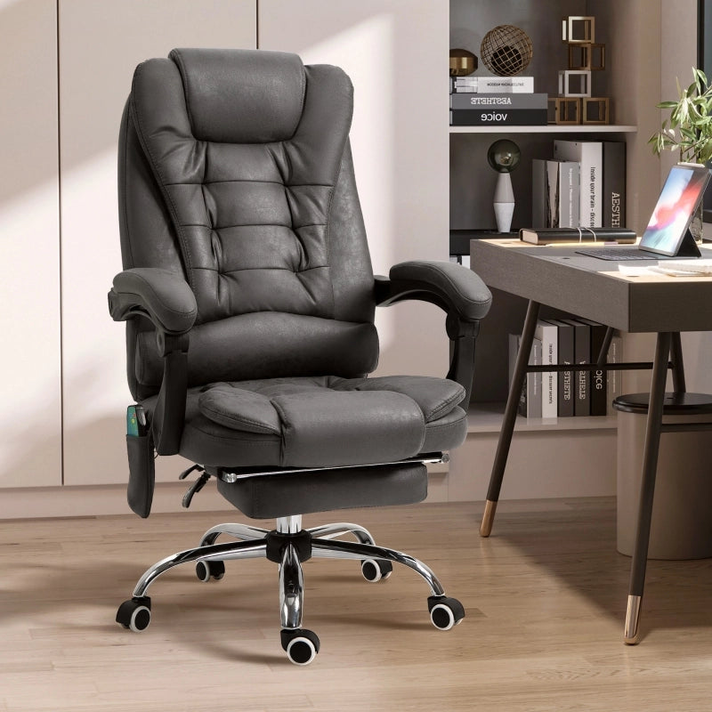 SEDIA Ufficio massaggiante e riscaldante reclinabile 65x70x111-119 cm Grigio scuro